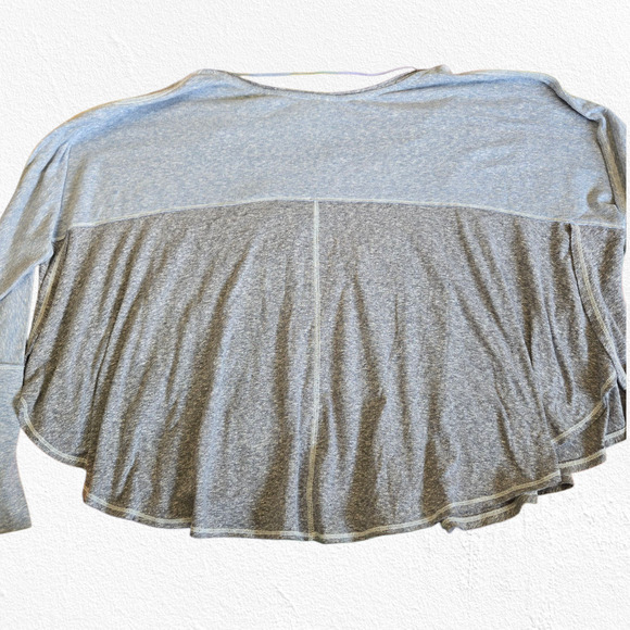 We the Free Blue Grey Cloud Nine Sleeve Peplum Hem Oversized Blouse Size Medium - Picture 11 of 12